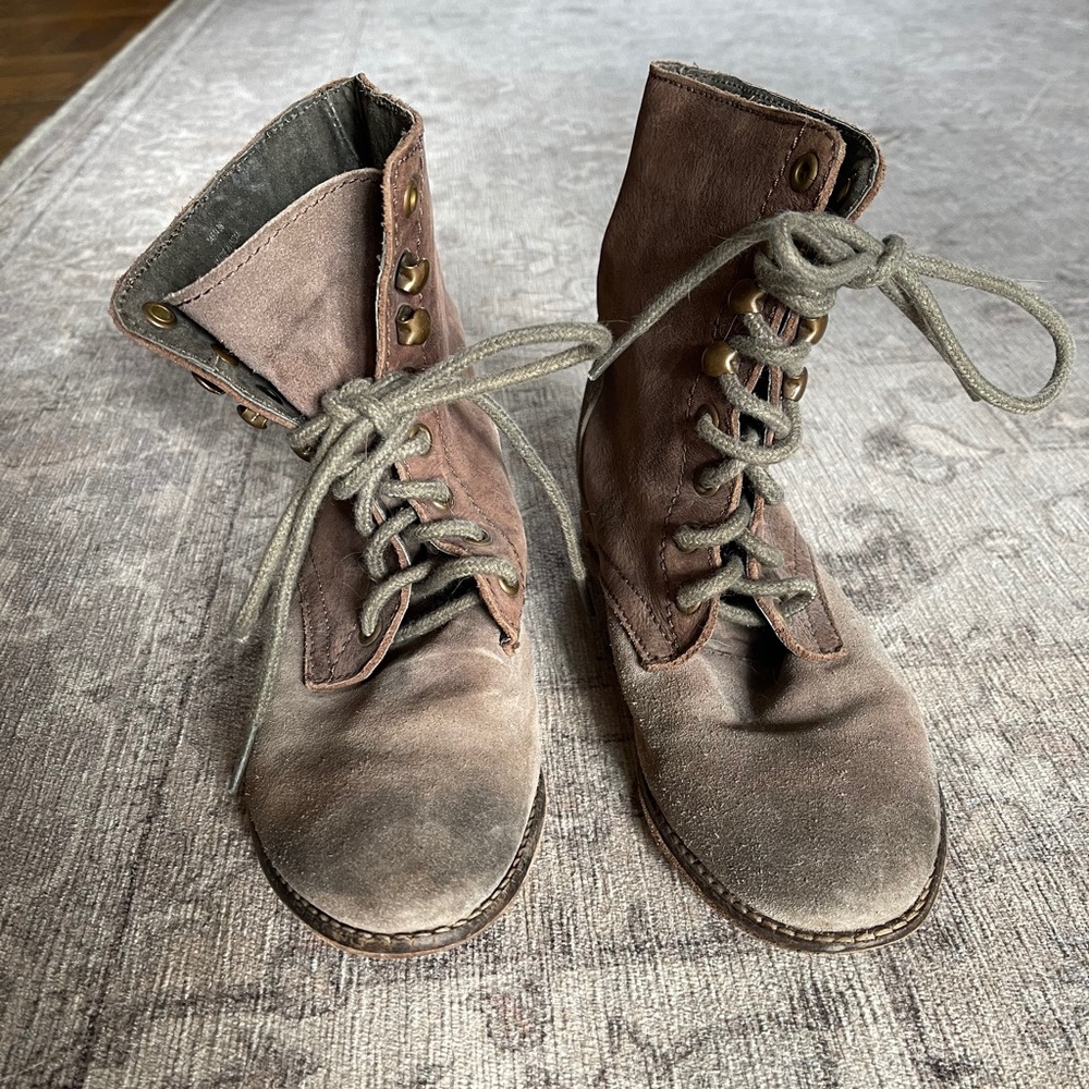 Free people leather lace up boots